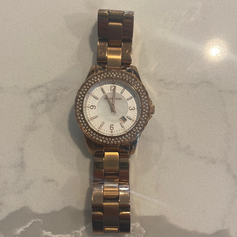 Michael Kors Rose Gold, diamond studded face Watch